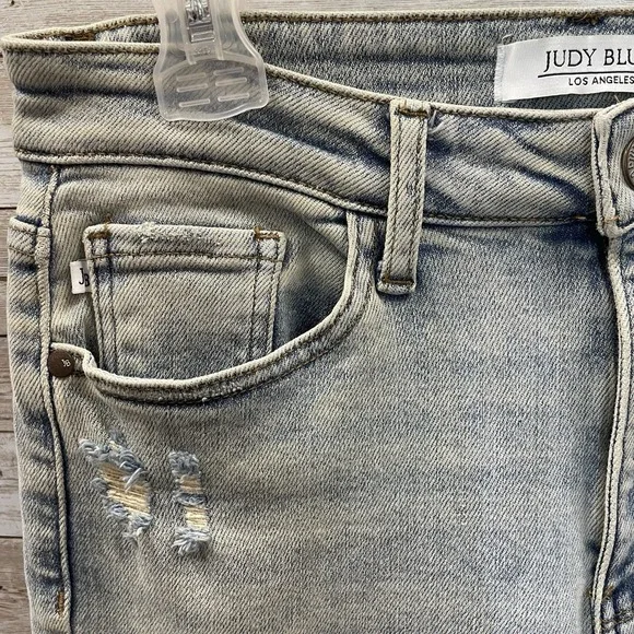 Judy Blue‎ Womens 9/29 Jeans The Bees Knees Straight Fit High Waist Inseam Slit - Picture 10 of 11